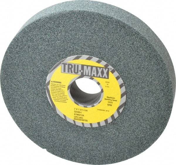 Tru-Maxx - 7" Diam x 1-1/4" Hole x 1" Thick, I Hardness, 60 Grit Surface Grinding Wheel - Silicon Carbide, Type 5, Medium Grade, 3,600 Max RPM, Vitrified Bond, One-Side Recess - Industrial Tool & Supply