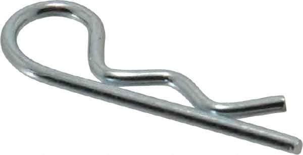 Made in USA - 1/4 to 5/16" Shaft Diam, 1-1/8" Long, 0.059" Wire Diam, Hair Pin Cotter - Grade 2 Spring Steel, Zinc-Plated Finish - Industrial Tool & Supply