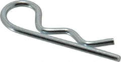 Made in USA - 1/4 to 5/16" Shaft Diam, 1-1/8" Long, 0.059" Wire Diam, Hair Pin Cotter - Grade 2 Spring Steel, Zinc-Plated Finish - Industrial Tool & Supply