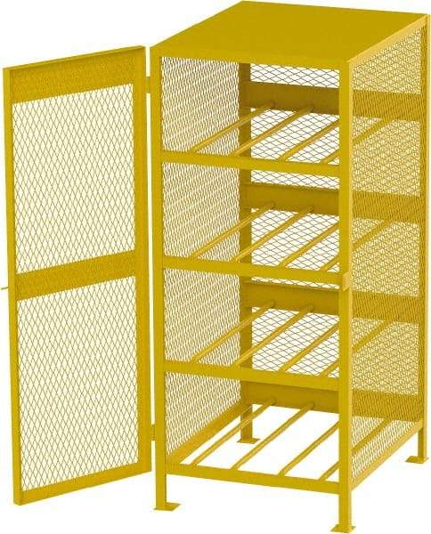 Jamco - 4 Shelf Gas Cylinder Storage Cabinet - Steel, 33" Wide x 38" Deep x 70" High, Safety Yellow - Industrial Tool & Supply