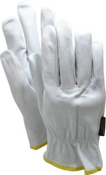 MCR Safety - Size 2XL (11) Grain Goatskin General Protection Work Gloves - For Work & Driver, Uncoated, Slip-On Cuff, Full Fingered, White/Yellow, Paired - Industrial Tool & Supply