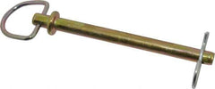 Made in USA - 3/8" Pin Diam, 4-3/8" Long, Zinc Plated Steel Pull Ring Hitch Pin - 4" Usable Length - Industrial Tool & Supply