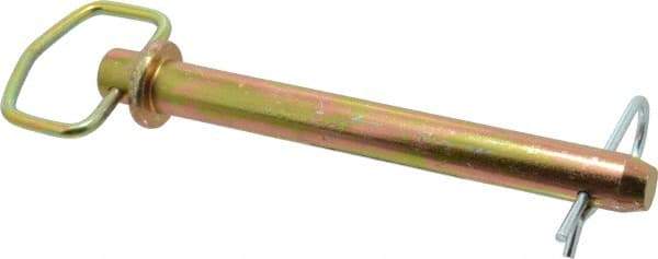 Made in USA - 7/8" Pin Diam, 8" Long, Zinc Plated Steel Pull Ring Hitch Pin - 7" Usable Length - Industrial Tool & Supply