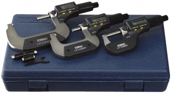 Fowler - 0 to 3" Range, 0.001mm Resolution, IP54, Electronic Outside Micrometer Sets - 0.0001" Accuracy, Friction Thimble, - Industrial Tool & Supply