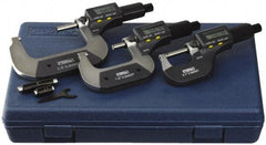 Fowler - 0 to 3" Range, 0.001mm Resolution, IP54, Electronic Outside Micrometer Sets - 0.0001" Accuracy, Friction Thimble, - Industrial Tool & Supply