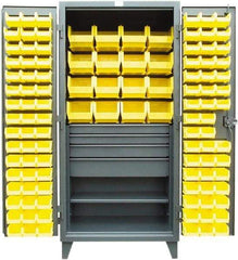 Strong Hold - 1 Shelf 110 Bin Storage Cabinet - Steel, 36" Wide x 24" Deep x 78" High, Dark Gray - Industrial Tool & Supply