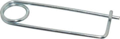 Made in USA - 2-13/16" Usable Length Spring Steel Standard Safety Pin - 4-3/8" OAL, 0.12" Wire Diam, 13/16" Inside Clearance, Zinc-Plated - Industrial Tool & Supply