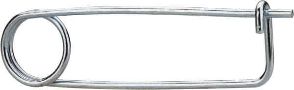 Made in USA - 3-3/4" Usable Length Spring Steel Standard Safety Pin - 5-3/4" OAL, 0.148" Wire Diam, 1-1/8" Inside Clearance, Zinc-Plated - Industrial Tool & Supply