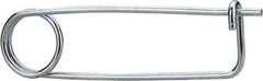 Made in USA - 3-3/4" Usable Length Spring Steel Standard Safety Pin - 5-3/4" OAL, 0.148" Wire Diam, 1-1/8" Inside Clearance, Zinc-Plated - Industrial Tool & Supply