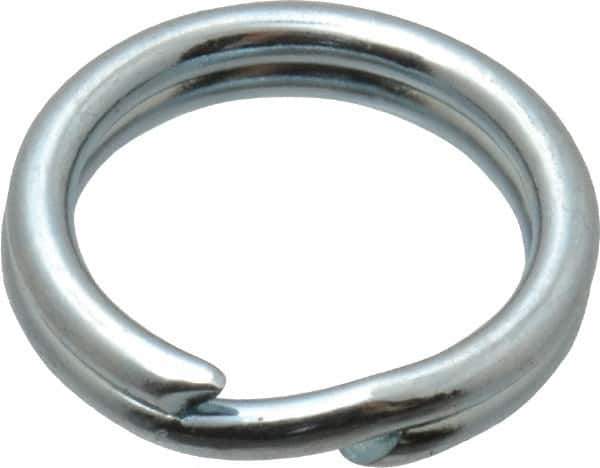 Made in USA - 0.328" ID, 0.43" OD, 0.074" Thick, Split Ring - Grade 2 Spring Steel, Zinc-Plated Finish - Industrial Tool & Supply