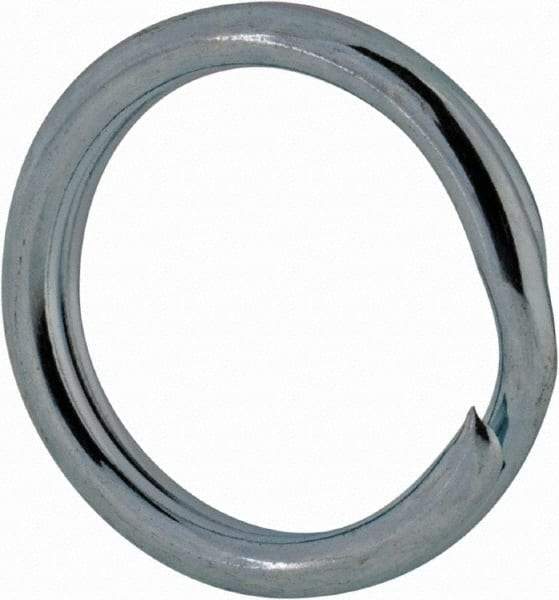 Made in USA - 0.382" ID, 0.484" OD, 0.074" Thick, Split Ring - Grade 2 Spring Steel, Zinc-Plated Finish - Industrial Tool & Supply