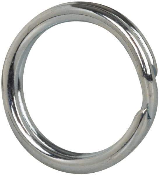 Made in USA - 0.428" ID, 0.542" OD, 0.083" Thick, Split Ring - Grade 2 Spring Steel, Zinc-Plated Finish - Industrial Tool & Supply