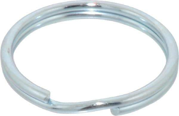 Made in USA - 1.06" ID, 1-1/4" OD, 0.13" Thick, Split Ring - Grade 2 Spring Steel, Zinc-Plated Finish - Industrial Tool & Supply
