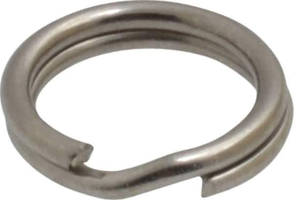 Made in USA - 0.28" ID, 0.38" OD, 0.074" Thick, Split Ring - 18-8 Stainless Steel, Natural Finish - Industrial Tool & Supply