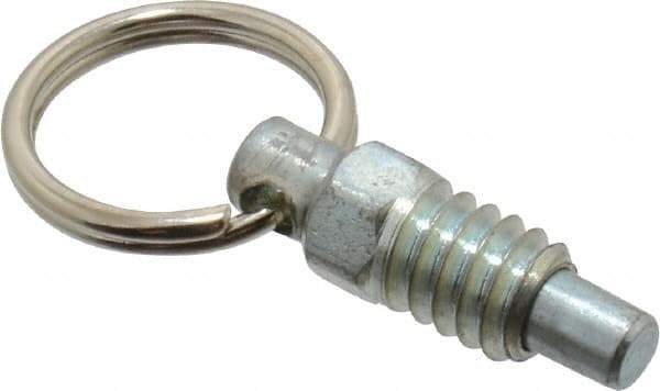 Gibraltar - 1/4-20, 0.31" Thread Length, 0.16" Plunger Diam, 0.19" Plunger Projection, 0.5 Lb Init to 2 Lb Final End Force, Steel Pull Ring Plunger - 0.31" Len Under Head, 0.44" Body Len, 0.62" Ring Diam, 0.62" Plunger Len, 1/4" Hex, 0.18" Head Height - Industrial Tool & Supply