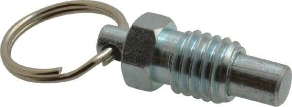 Gibraltar - 1/2-13, 0.43" Thread Length, 0.31" Plunger Diam, 0.38" Plunger Projection, 1 Lb Init to 4 Lb Final End Force, Steel Pull Ring Plunger - 0.56" Len Under Head, 0.81" Body Len, 1" Ring Diam, 1.06" Plunger Len, 1/2" Hex, 1/4" Head Height - Industrial Tool & Supply