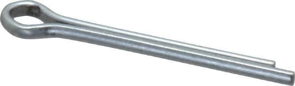 Made in USA - 1/8" Diam x 1-1/4" Long Extended Prong Cotter Pin - Grade 2, Zinc-Plated, Steel - Industrial Tool & Supply