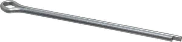 Made in USA - 1/8" Diam x 2-1/2" Long Extended Prong Cotter Pin - Grade 2, Zinc-Plated, Steel - Industrial Tool & Supply