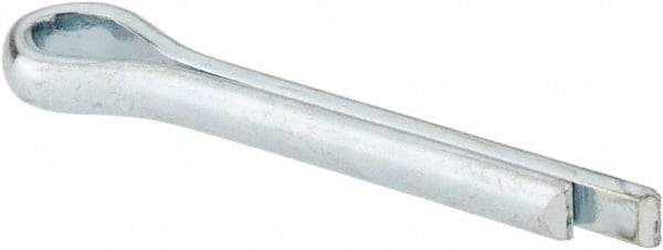 Made in USA - 5/32" Diam x 1" Long Extended Prong Cotter Pin - Grade 2, Zinc-Plated, Steel - Industrial Tool & Supply