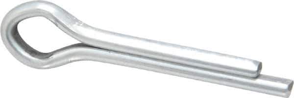 Made in USA - 3/16" Diam x 1" Long Extended Prong Cotter Pin - Grade 2, Zinc-Plated, Steel - Industrial Tool & Supply