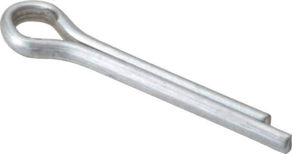 Made in USA - 3/16" Diam x 1-1/4" Long Extended Prong Cotter Pin - Grade 2, Zinc-Plated, Steel - Industrial Tool & Supply