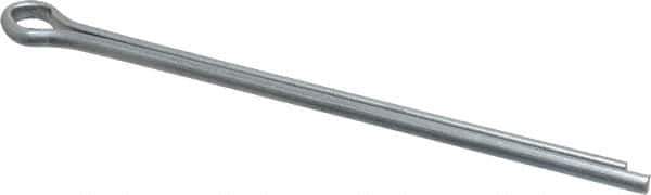 Made in USA - 3/16" Diam x 4" Long Extended Prong Cotter Pin - Grade 2, Zinc-Plated, Steel - Industrial Tool & Supply