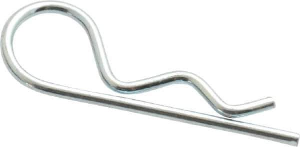 Made in USA - 3/16 to 1/4" Shaft Diam, 15/16" Long, 0.042" Wire Diam, Hair Pin Cotter - Grade 2 Spring Steel, Zinc-Plated Finish - Industrial Tool & Supply