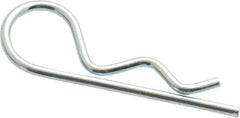 Made in USA - 3/16 to 1/4" Shaft Diam, 15/16" Long, 0.042" Wire Diam, Hair Pin Cotter - Grade 2 Spring Steel, Zinc-Plated Finish - Industrial Tool & Supply