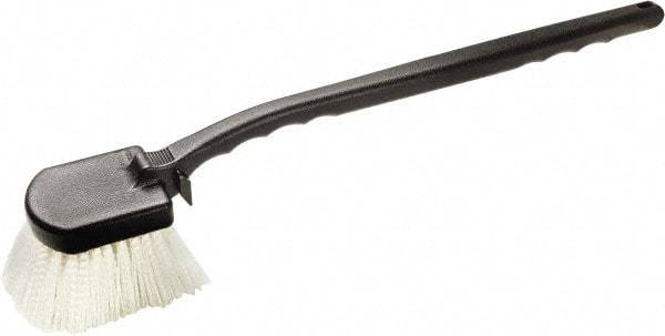 Harper Brush - 2-1/4" Bristle Length, Nylon Utility Scrub Brush - 3-1/2" x 3-1/2" Long x 3" Wide Head, 20" OAL, Easy Grip Handle, Black, Polypropylene Block - Industrial Tool & Supply