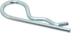 Made in USA - 5/8 to 3/4" Shaft Diam, 2-11/16" Long, 0.148" Wire Diam, Hair Pin Cotter - Grade 2 Spring Steel, Zinc-Plated Finish - Industrial Tool & Supply