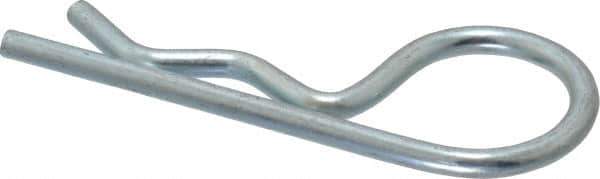 Made in USA - 1/2 to 5/8" Shaft Diam, 2-3/8" Long, 0.12" Wire Diam, Hair Pin Cotter - Grade 2 Spring Steel, Zinc-Plated Finish - Industrial Tool & Supply