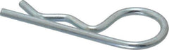 Made in USA - 1/2 to 5/8" Shaft Diam, 2-3/8" Long, 0.12" Wire Diam, Hair Pin Cotter - Grade 2 Spring Steel, Zinc-Plated Finish - Industrial Tool & Supply