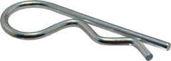 Made in USA - 7/8 to 1" Shaft Diam, 3-3/4" Long, 0.178" Wire Diam, Hair Pin Cotter - Grade 2 Spring Steel, Zinc-Plated Finish - Industrial Tool & Supply