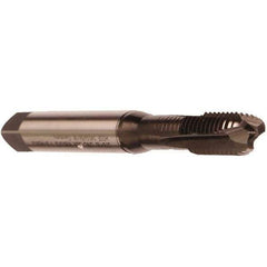 Emuge - #12-24 UNC, 3 Flute, Nitride Finish, Cobalt Spiral Point Tap - Modified Bottoming Chamfer, Right Hand Thread, 3.15" OAL, 0.63" Thread Length, 0.22" Shank Diam, 3BX Class of Fit, Series Rekord B - Exact Industrial Supply