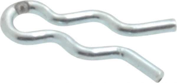 Made in USA - 5/64" Groove, 5/16" Long, Zinc-Plated Spring Steel Hair Pin Clip - 0.029" Clip Diam, 1/8" Shaft Diam, Grade 2 - Industrial Tool & Supply