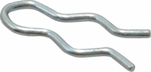 Made in USA - 9/64" Groove, 1/2" Long, Zinc-Plated Spring Steel Hair Pin Clip - 0.031" Clip Diam, 3/16" Shaft Diam, Grade 2 - Industrial Tool & Supply