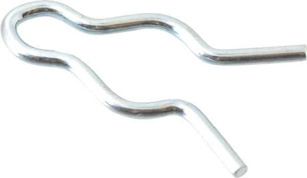 Made in USA - 1/4" Groove, 3/4" Long, Zinc-Plated Spring Steel Hair Pin Clip - 0.048" Clip Diam, 5/16" Shaft Diam, Grade 2 - Industrial Tool & Supply