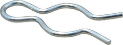 Made in USA - 3/8" Groove, 1-1/8" Long, Zinc-Plated Spring Steel Hair Pin Clip - 0.055" Clip Diam, 7/16" Shaft Diam, Grade 2 - Industrial Tool & Supply