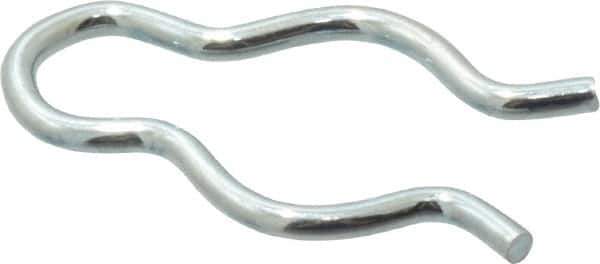 Made in USA - 7/16" Groove, 1-1/8" Long, Zinc-Plated Spring Steel Hair Pin Clip - 0.064" Clip Diam, 1/2" Shaft Diam, Grade 2 - Industrial Tool & Supply