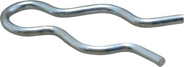 Made in USA - 17/32" Groove, 1-1/2" Long, Zinc-Plated Spring Steel Hair Pin Clip - 0.087" Clip Diam, 5/8" Shaft Diam, Grade 2 - Industrial Tool & Supply