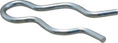Made in USA - 17/32" Groove, 1-1/2" Long, Zinc-Plated Spring Steel Hair Pin Clip - 0.087" Clip Diam, 5/8" Shaft Diam, Grade 2 - Industrial Tool & Supply