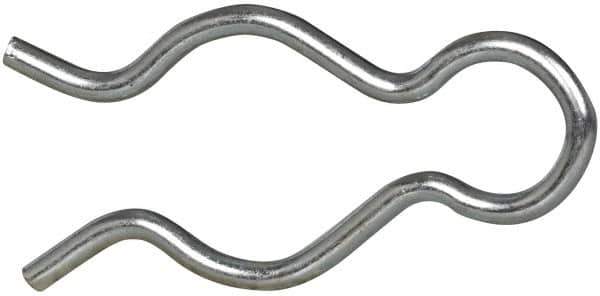 Made in USA - 21/32" Groove, 1-13/16" Long, Zinc-Plated Spring Steel Hair Pin Clip - 0.093" Clip Diam, 3/4" Shaft Diam, Grade 2 - Industrial Tool & Supply