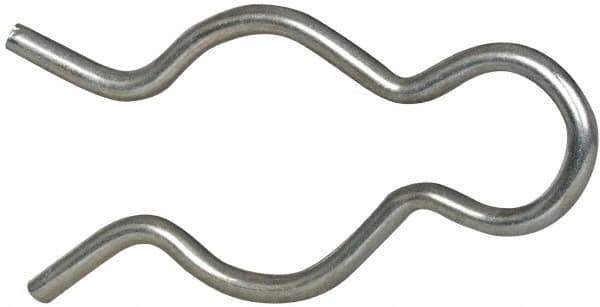 Made in USA - 25/32" Groove, 2-5/64" Long, Zinc-Plated Spring Steel Hair Pin Clip - 0.105" Clip Diam, 7/8" Shaft Diam, Grade 2 - Industrial Tool & Supply