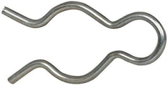 Made in USA - 25/32" Groove, 2-5/64" Long, Zinc-Plated Spring Steel Hair Pin Clip - 0.105" Clip Diam, 7/8" Shaft Diam, Grade 2 - Industrial Tool & Supply