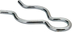 Made in USA - 7/8" Groove, 2-9/32" Long, Zinc-Plated Spring Steel Hair Pin Clip - 1/8" Clip Diam, 1" Shaft Diam, Grade 2 - Industrial Tool & Supply