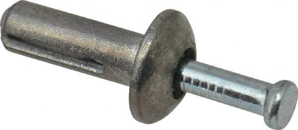 Powers Fasteners - 1/4" Diam, 1/4" Drill, 3/4" OAL, 1-1/8" Min Embedment Hammer Drive Concrete Anchor - Steel (Drive Pin)/Zamac Alloy (Body), Zinc-Plated Finish, Mushroom Head - Industrial Tool & Supply