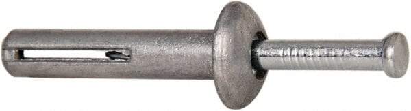Powers Fasteners - 1/4" Diam, 1/4" Drill, 1-1/4" OAL, 1-7/8" Min Embedment Hammer Drive Concrete Anchor - Steel (Drive Pin)/Zamac Alloy (Body), Zinc-Plated Finish, Mushroom Head - Industrial Tool & Supply