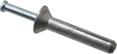 Powers Fasteners - 1/4" Diam, 1/4" Drill, 1-1/2" OAL, 7/8" Min Embedment Hammer Drive Concrete Anchor - Steel (Drive Pin)/Zamac Alloy (Body), Zinc-Plated Finish, Flat Head - Industrial Tool & Supply