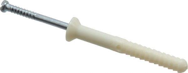 Powers Fasteners - 1/4" Diam, 1/4" Drill, 2" OAL, 1/2" Min Embedment Hammer Drive Concrete Anchor - Nylon (Body)/Steel (Drive Pin), Zinc-Plated Finish, Flat Head - Industrial Tool & Supply