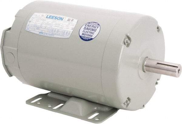 Leeson - 3 Max hp, 3,450 Max RPM, Electric AC DC Motor - 230/460 V Input, Three Phase, 145T Frame, 7/8" Shaft Diam, Rigid Base Mount, TEAO Enclosure - Industrial Tool & Supply